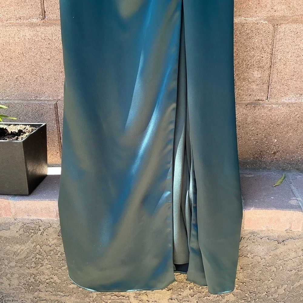 NWOT Dessy Collection Faux-Wrap Cowl-Neck Draped Maxi Dress Gown Size 16 3072